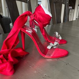 Christian louboutin astrinodo satin loubi red pvc stiletto 100mm sz 39